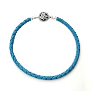 BRAIDED LEATHER BRACELET 3mm THICK AVAILABLE IN ALL COLOR WITH ENAMEL CZ LOCK    -  5312BR25