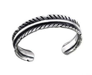 STERLING SILVER TOE RING FEATHER OXIDIZE -  ASJ10844TR