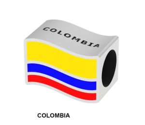 ENAMEL HEART COLOMBIA FLAG BEAD - ASJ9047CH
